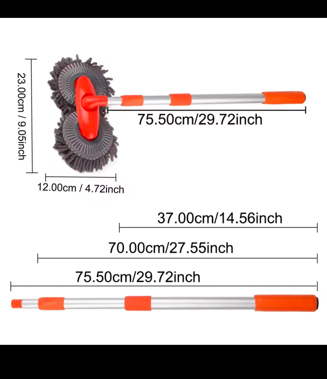 Car Washer Mop/Head Foam Wash Chenille Brush Windshield Roof Window Cleaning Maintenance Stretching Handle Auto Care Accessories